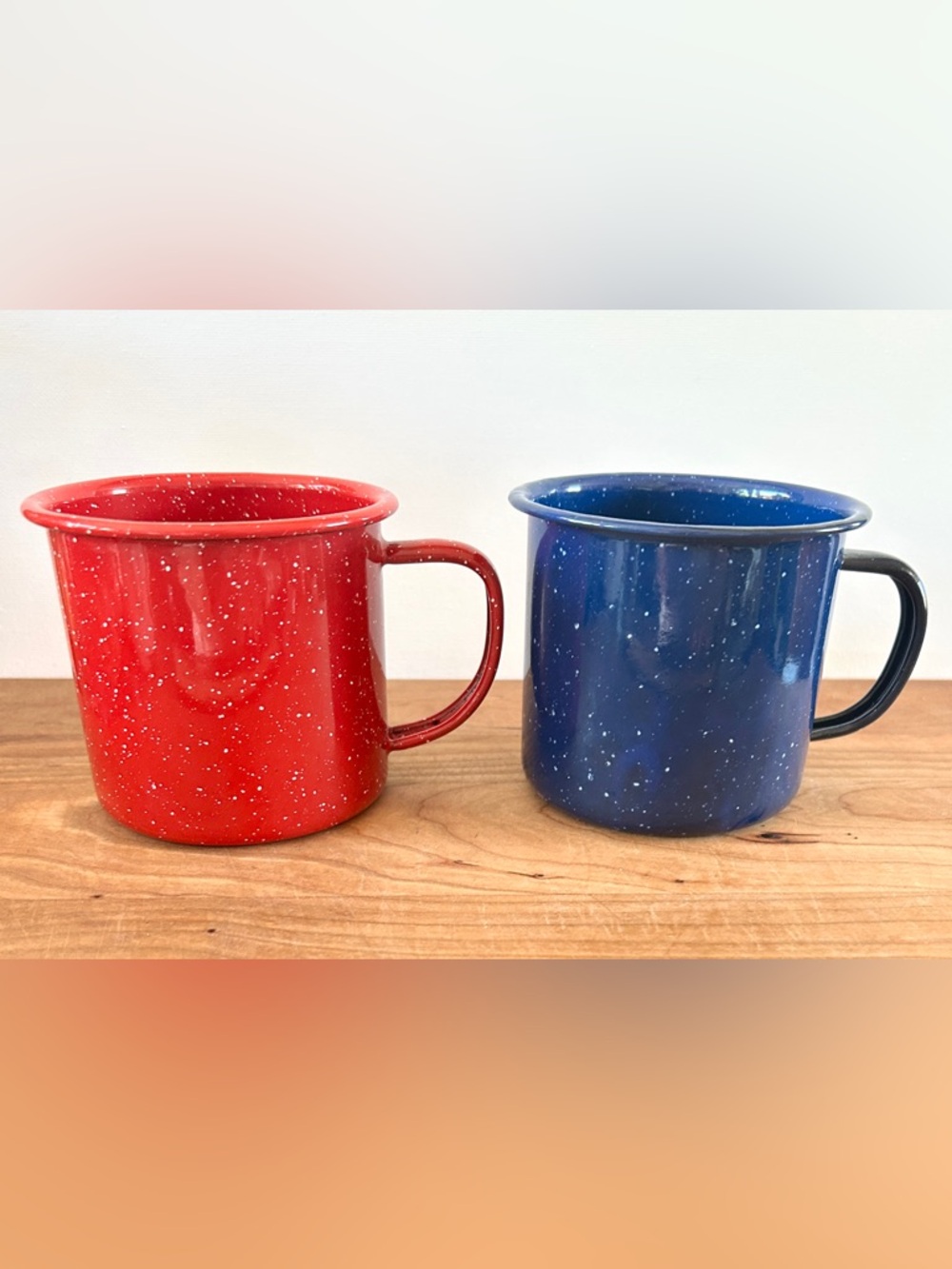 GSI Outdoor Red & Blue Enamelware 12oz Coffee Cup Mug Camping Hunting SET OF 2